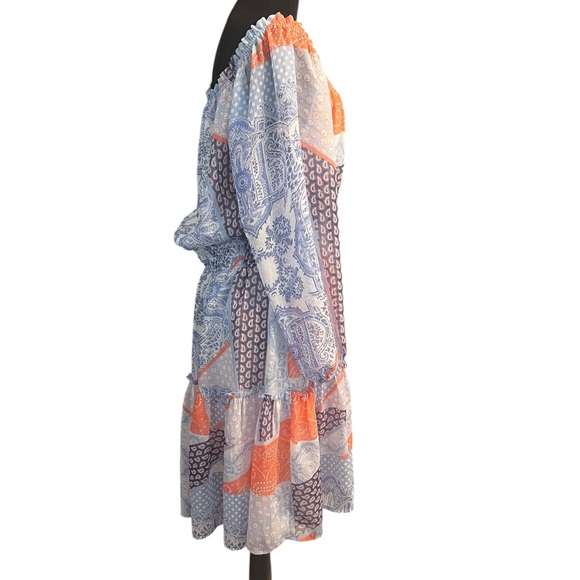 Tommy Hilfiger Blue Orange Patchwork Mini Dress Size 12 - Picture 3 of 7